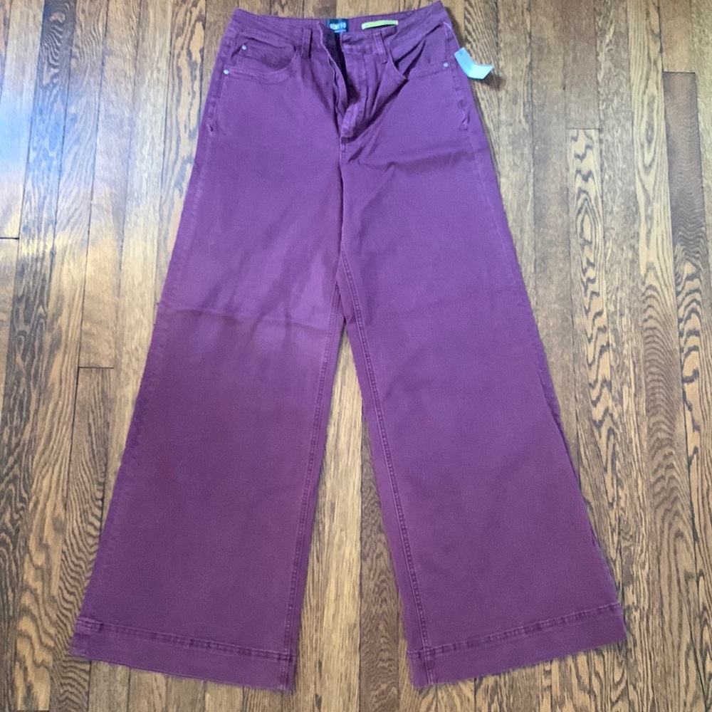 Anthropologie Maeve The Jada Wide Leg Jean, NWT, 30 Tall, Raspberry Rose